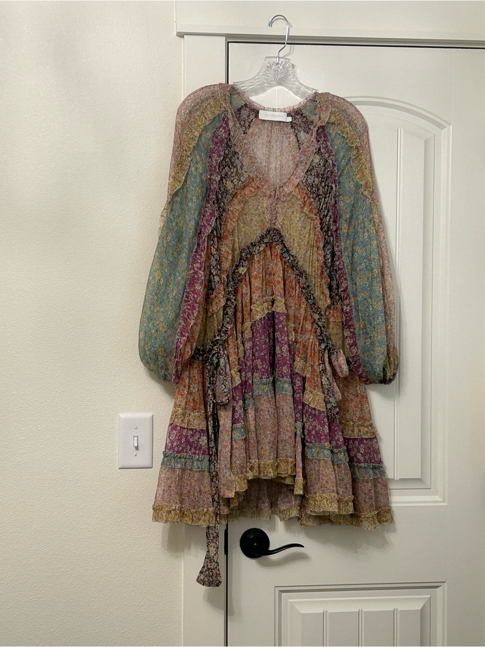 Zimmermann Multicolor Boho Floral Ruffled Tiered Mini Dress